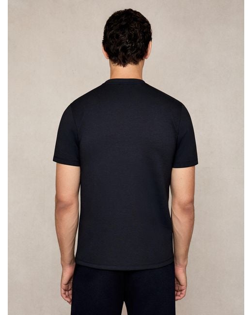 Reiss Blue Bradley Premium-Interlock Modern-Fit T-Shirt for men