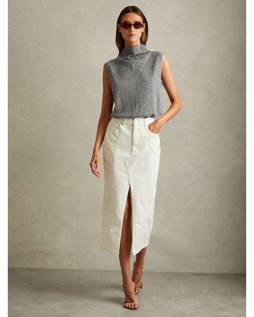 Reiss Natural Wool Slouched Sleeveless Top