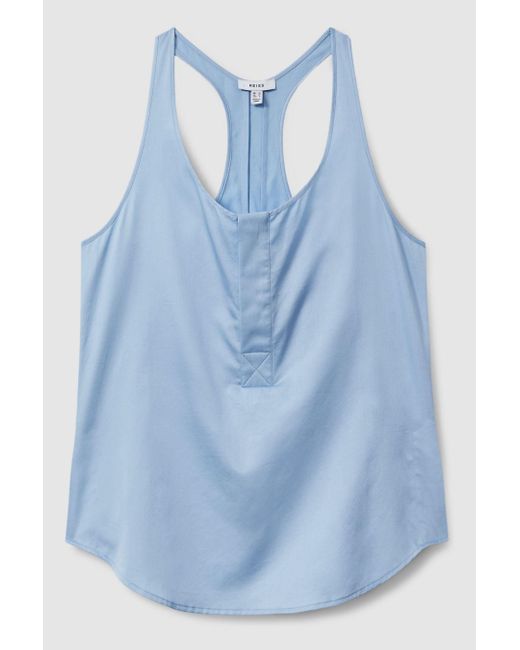 Reiss Eira - Blue Relaxed Cotton Scoop Neck Vest