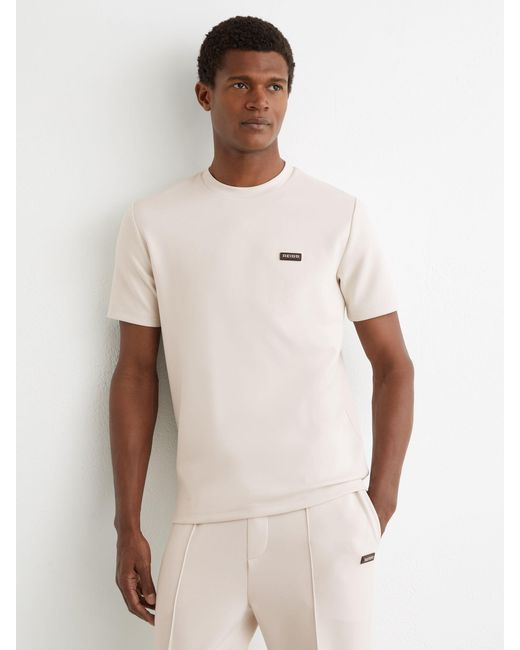 Reiss Natural Wesley - Off White Premium Interlock Logo T-shirt, M for men