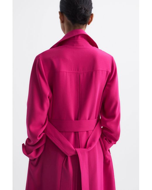 Reiss Red Eden - Pink Belted Trench Coat