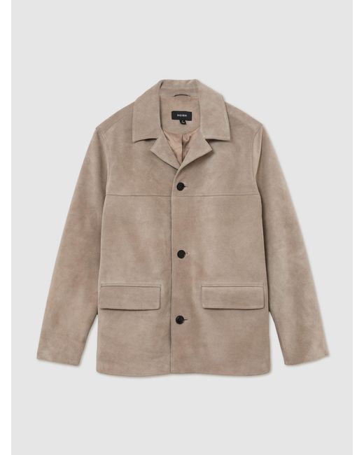 Reiss Natural Suede Heavyweight Overshirt for men