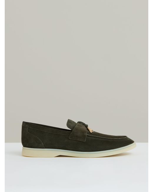 Reiss Green Suede Slip On Tassel Loafers for men