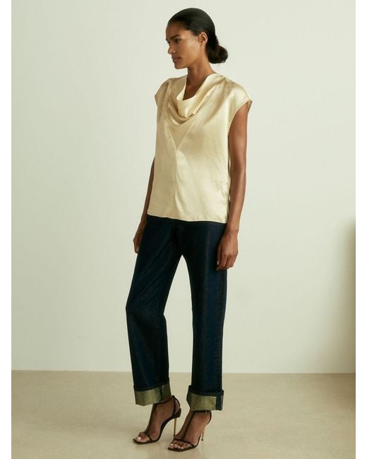 Reiss Natural Fina Neck Top Hammered