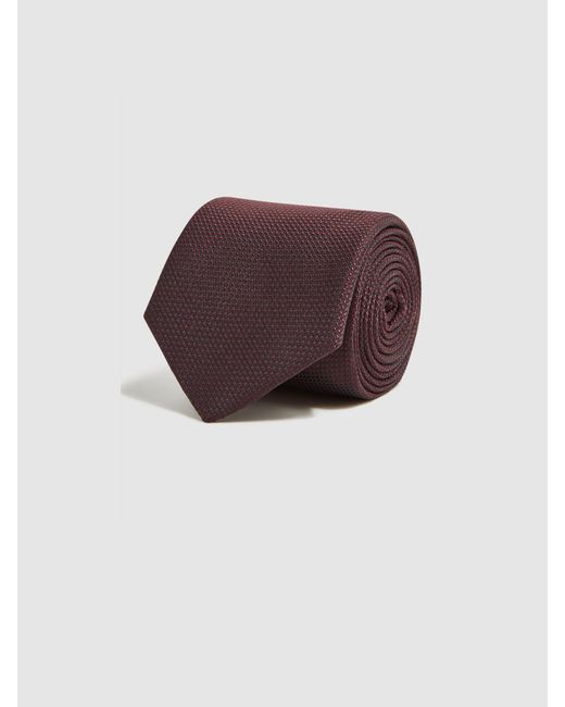 Reiss Purple Ceremony - Burgundy Ceremony Textured Silk Tie, One for men