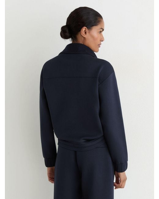 Reiss Blue Premium Interlock Half-Zip Sweatshirt