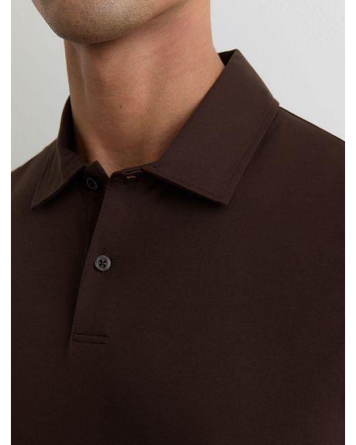 Reiss Brown Air-Water Cotton Polo Shirt for men