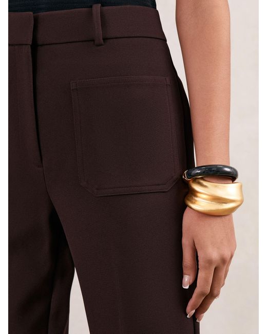 Reiss Multicolor Petite Twill Patch-Pocket Flared Trousers