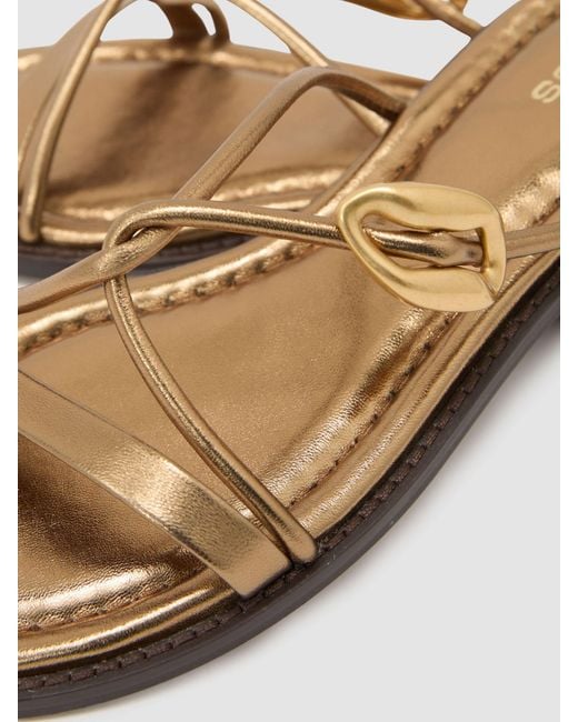 Reiss White Raina - Dark Gold Leather Twist-strap Flat Sandals, Us 7 (uk 5)