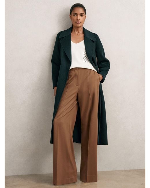 Reiss Rene - Green Double-breasted Blindseam Coat Wool-blend, Us 2