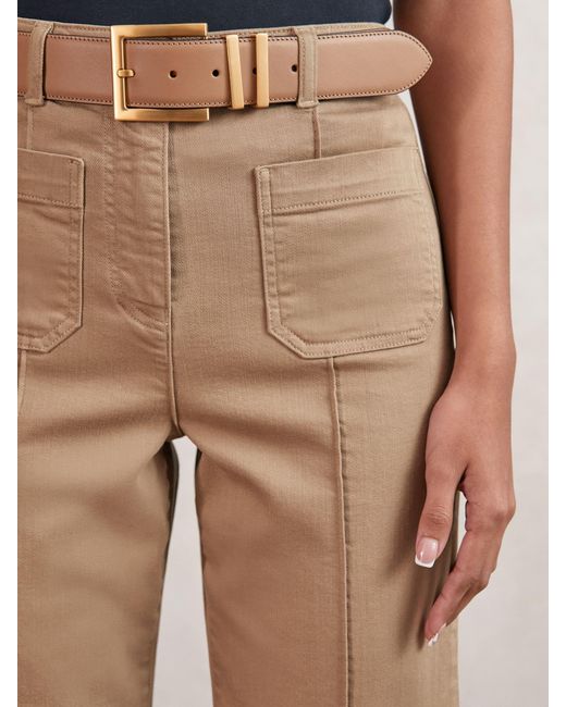 Reiss Natural Sakura - Taupe Neutral Patch-pocket Flared Jeans, 30w X 31l (uk 30 R)
