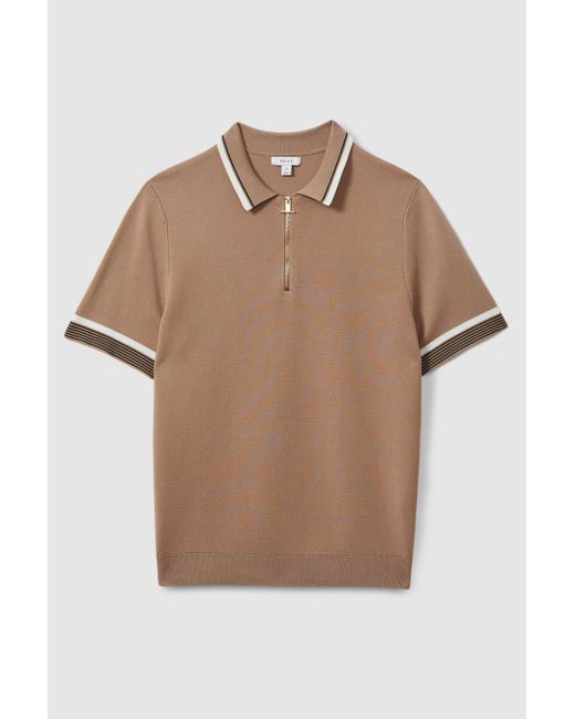 Reiss Multicolor Chelsea - Warm Taupe Half-zip Polo Shirt for men
