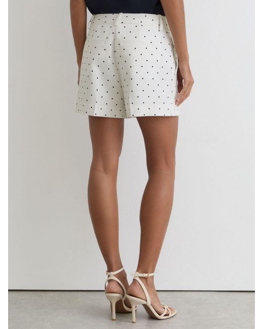 Reiss Beatrix - White/navy Polka-dot Tailored Shorts, Us 14