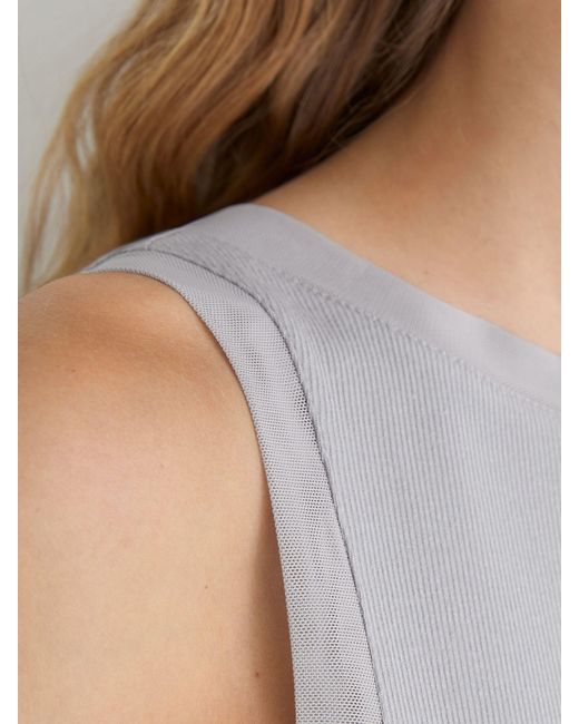 Reiss Gray Trinny - Grey Modal-cotton Sheer-trim Ruched Vest, Xs (us 2)