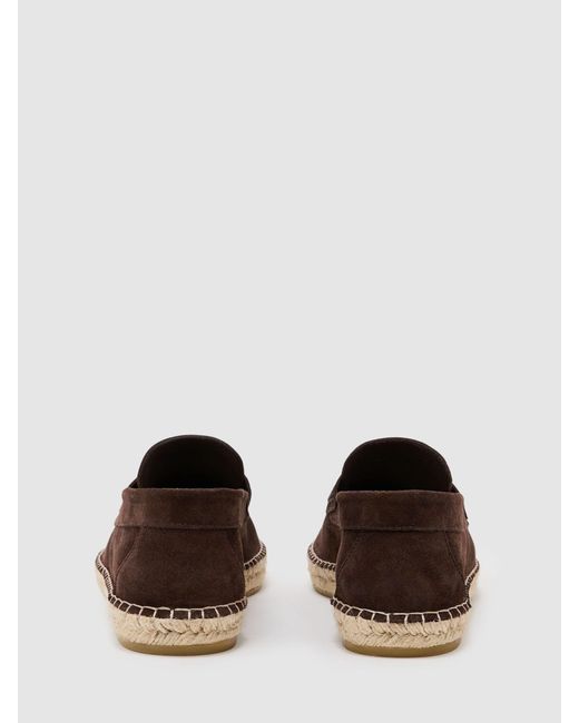 Reiss Brown Suede Penny Loafer Espadrilles for men