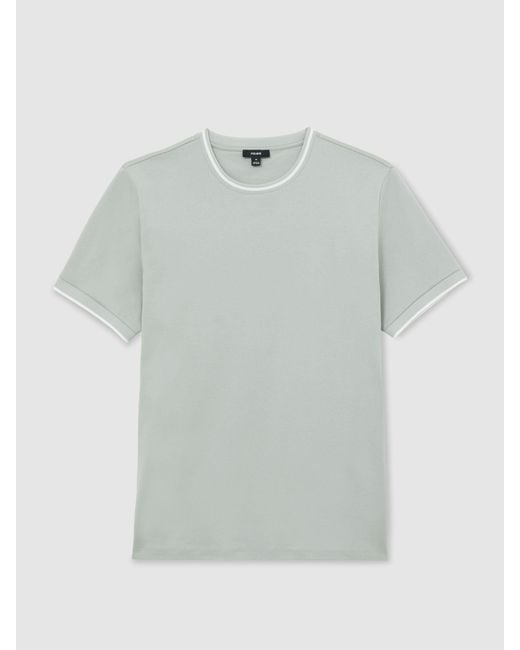 Reiss Gray Air-Water Cotton Tipped Tailored-Fit T-Shirt for men