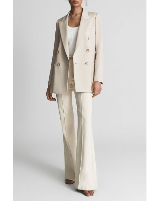 Reiss Natural Alyx - Neutral Nrd Alyx Double Breasted Twill Blazer, Us 10