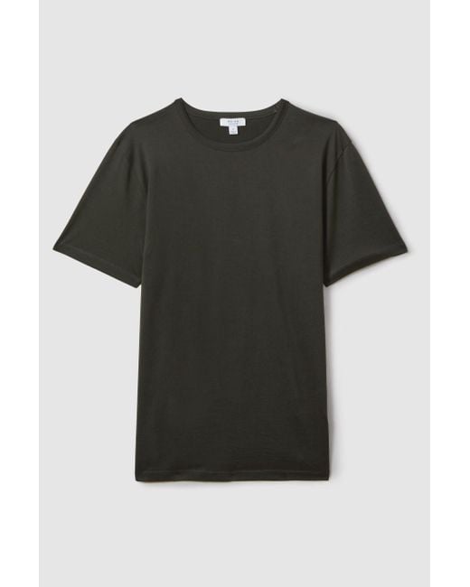 Reiss Caspian - Dark Olive Green Mercerised Cotton Crew Neck T-shirt, S for men