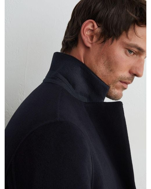 Reiss Blue Wool-Blend Single-Breasted Epsom Coat for men