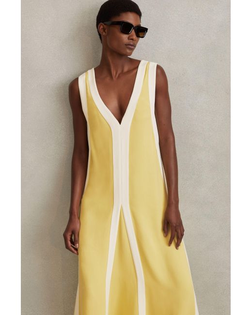 Reiss Multicolor Rae - Yellow/cream Colourblock Maxi Dress