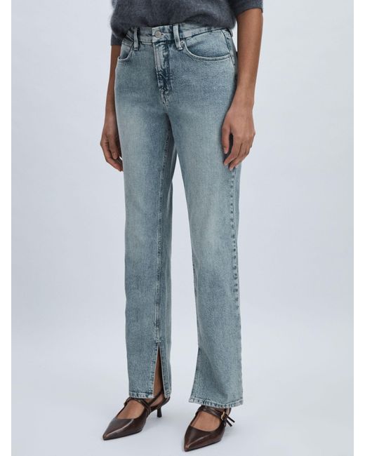 GOOD AMERICAN Blue Icon Inseam Slit Jeans Cotton Plain