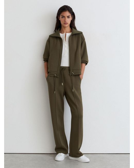 Reiss Green Premium Interlock Zip-Front Sweatshirt