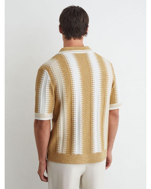 Reiss Natural Stitch-Detail Stripe Knitted Shirt With Cotton for men