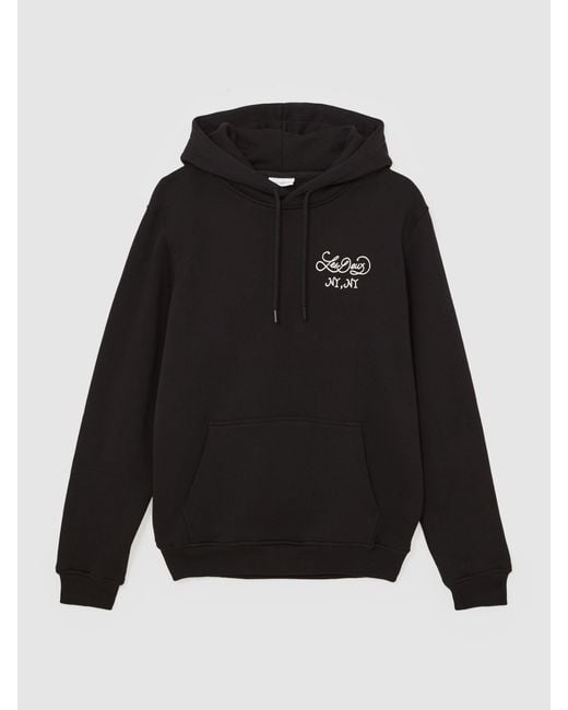 Les Deux Black Cotton Graphic-Print Sweat Top for men