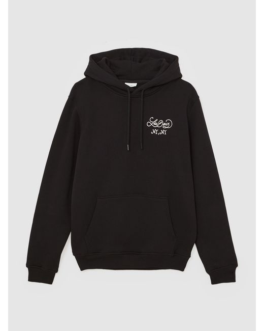 Les Deux Black Cotton Graphic-Print Sweat Top for men