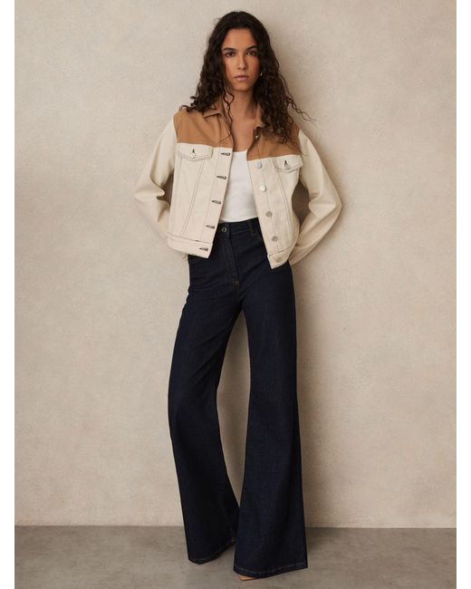 Reiss Natural Colour-Block Denim Jacket