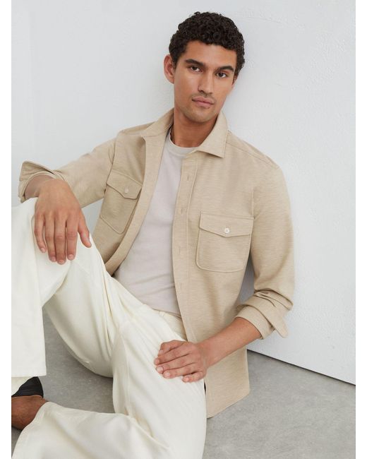 Reiss Natural Mcshane Twin-Pocket Button-Through Overshirt for men