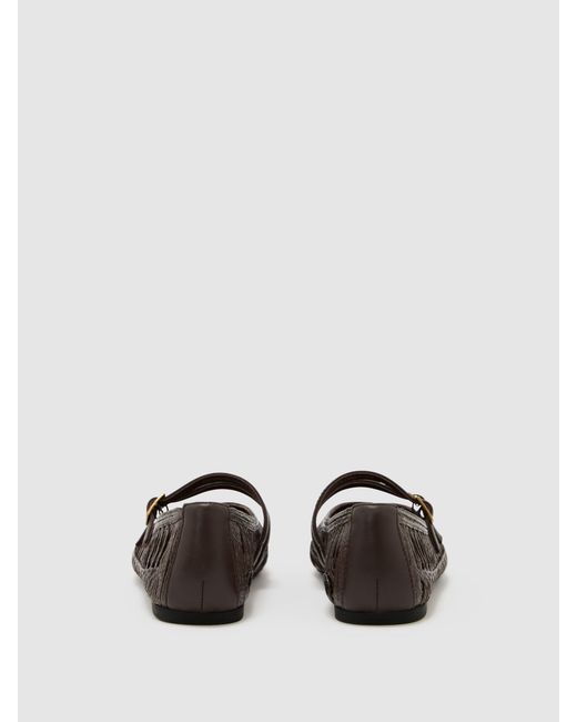 Reiss White Woven Ballerina-Strap Flats