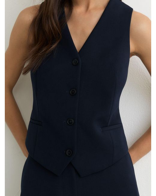 Reiss Blue Single-Breasted Twill Waistcoat