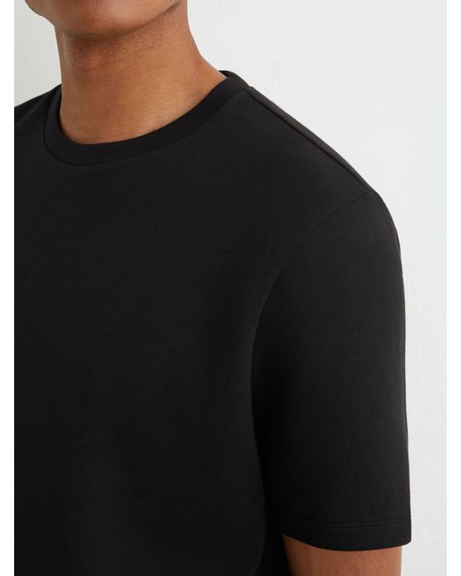 Reiss Black Sueded Interlock Jersey Modern-Fit T-Shirt for men