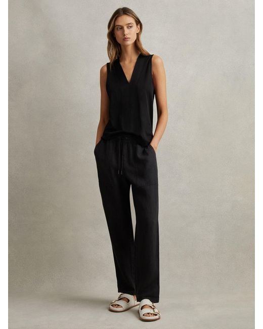 Reiss Black V-Neck Shell Top