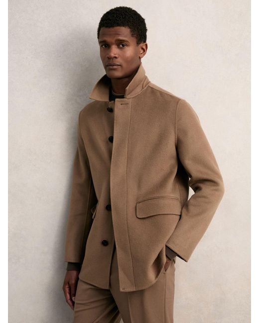 Reiss Green Wool Blend Double Face Button Jacket for men