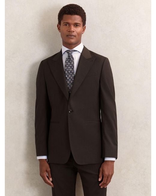 Reiss Black Classic-Fit Single-Breasted Suit Blazer for men