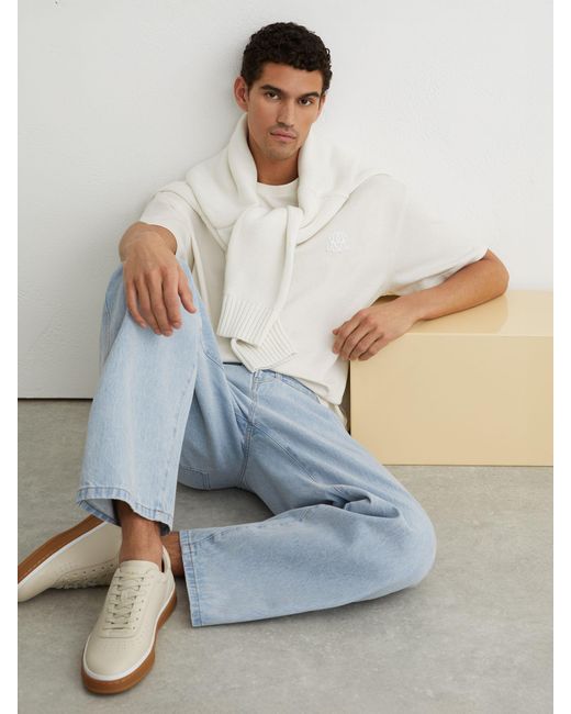 Reiss White Monogram Relaxed-Fit Jeans for men