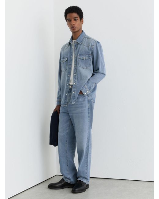 Reiss Blue Denim Western Overshirt for men