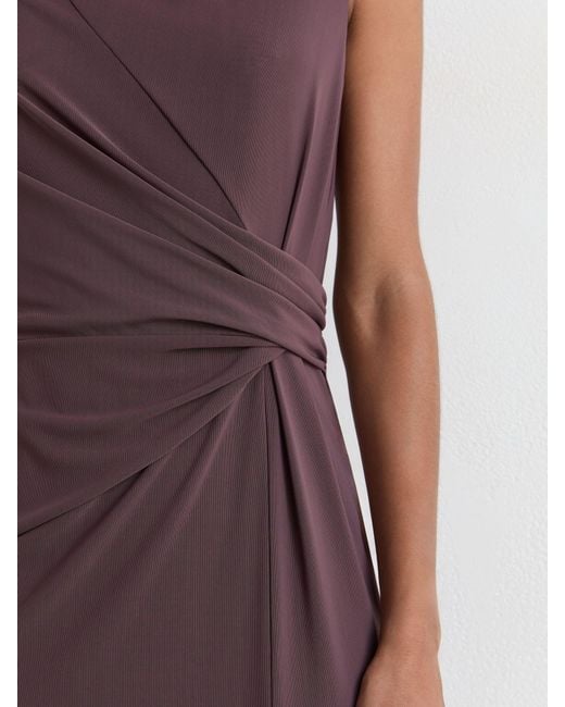 Reiss Dylan - Taupe Brown Draped-detail Sleeveless Maxi Dress, Us 10