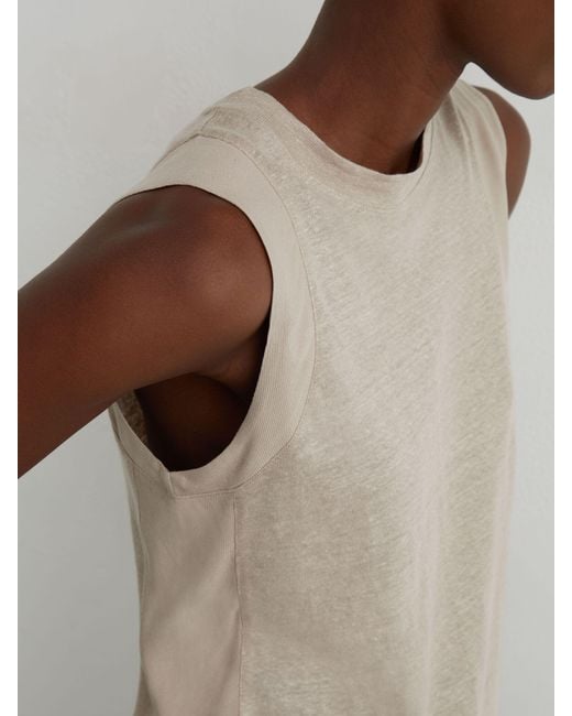 Reiss Brown Linen Jersey Vest