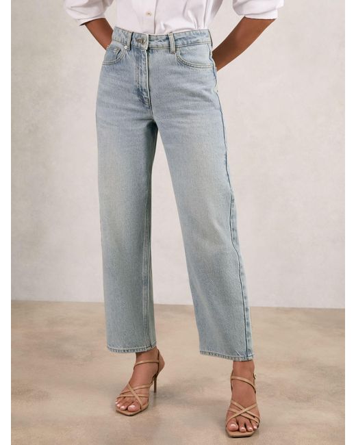 Reiss Blue Mid-Rise Straight-Leg Jeans