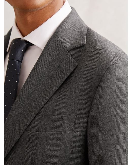 Reiss Gray Wool Flannel Single-Breasted Blazer Classic-Fit for men