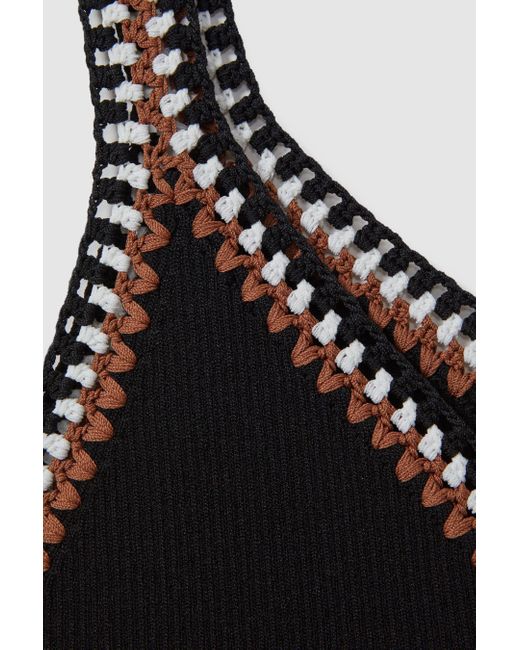 Reiss Natural Kiki - Black/camel Knitted Crochet Trim Vest