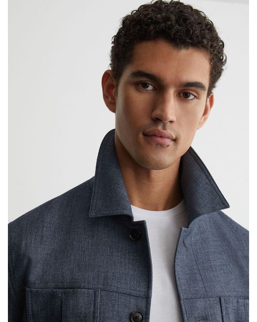 Reiss Lagos - Airforce Blue Woven Four-pocket Jacket, Xl for men