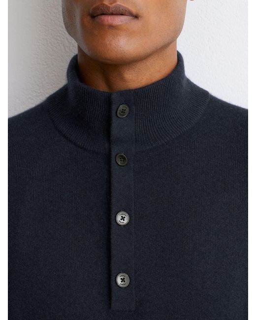 Reiss Blue Cashmere Funnel-Neck Jumper for men