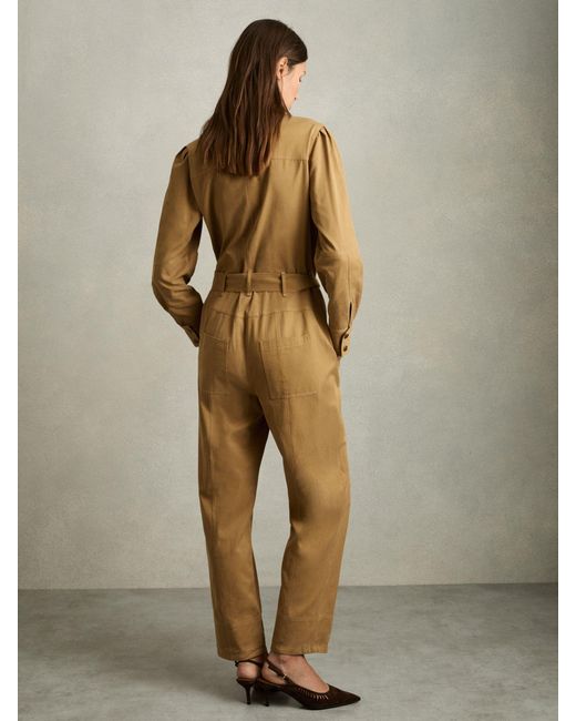 Reiss Natural Lyocell-Cotton Wide-Leg Jumpsuit