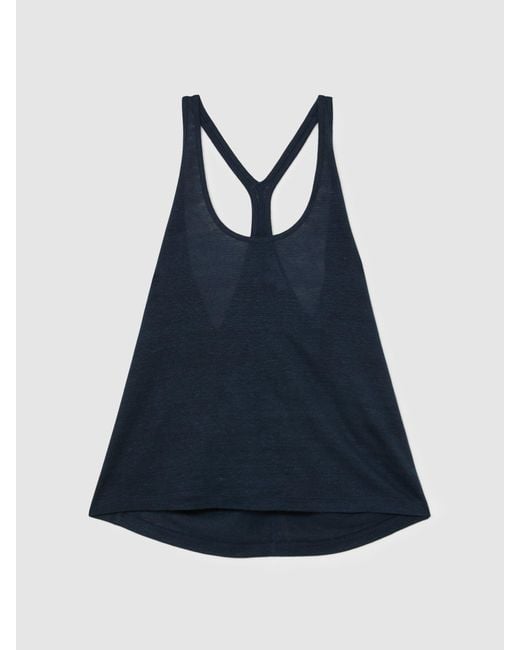 Reiss Blue Linen Racer-Back Vest