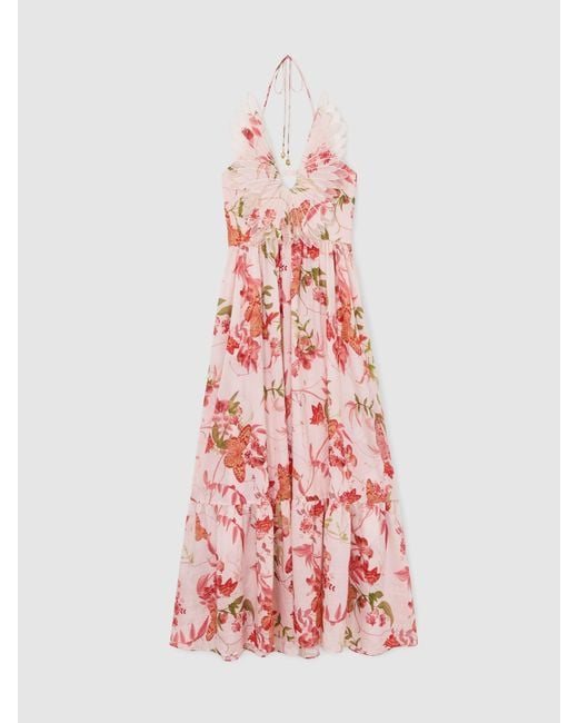 Reiss Multicolor Butterfly-Embroidered Maxi Dress