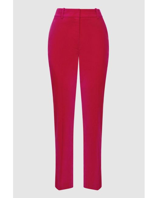 Reiss Rosa - Pink Petite Velvet Tapered Suit Trousers, Us 10